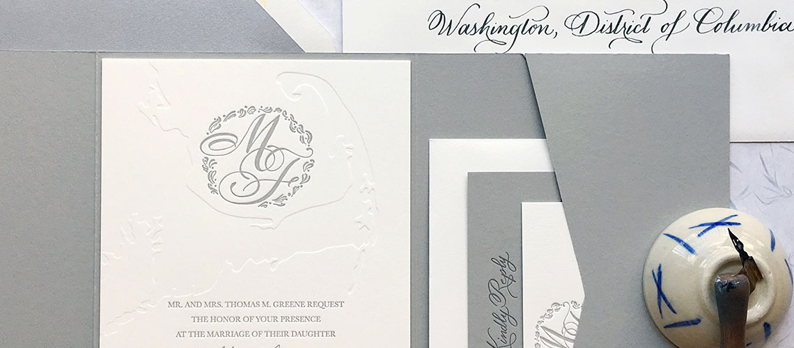 Image of letterpressed wedding invitation