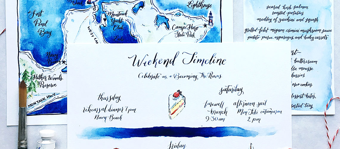 Image of watercolor wedding timeline